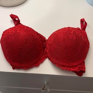 Red Lace Push Up Bra